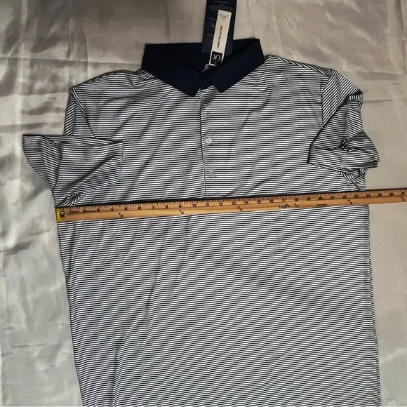 Boston Scott Men’s Stretch Golf Polo Shirt Blue/White Striped Sz XXL NWT - Picture 7 of 8